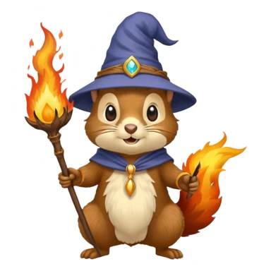 wizard squirrel holding fire sticker