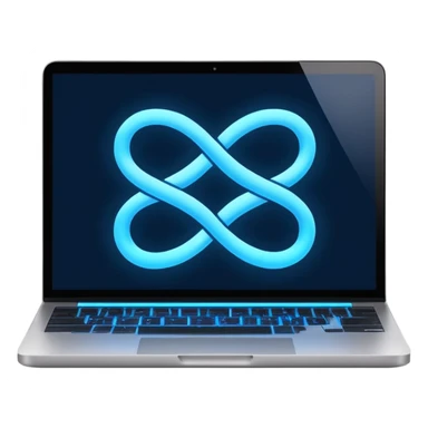 laptop screen showing an infinity symbol sticker