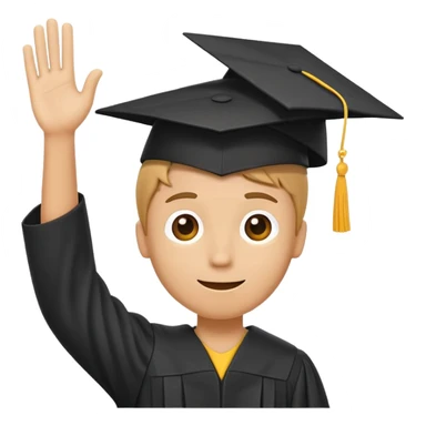 yellow stick figure man with arms raised holding a graduation cap in one hand sticker
