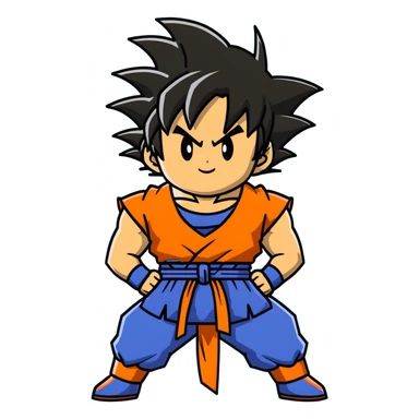 Goku from Dragon Ball Z, spiky black hair, orange gi sticker