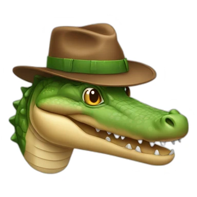 a crocodile with a brown hat sticker
