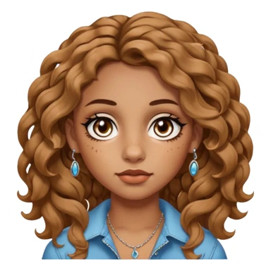 girl with wavy hair, almond shaped eyes, birthmark near her eye, tan, with lots of swag, cool, face piercings (no earrings) sticker