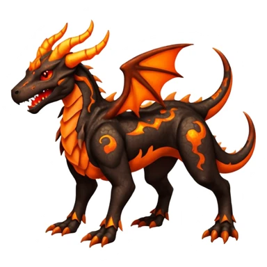 Copper-Bronze Molten-Lava Glow-Cracked Fiery-Runed Draconic Houndoom-Garchomp-Zygarde-hybrid-creature (full body) sticker