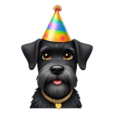 All black schnauzer with birthday hat sticker