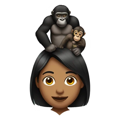 a woman with a monkey and a gorilla on her shoulder sticker
