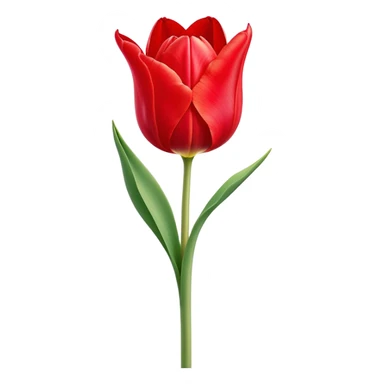 ​Cinematic Realistic Tulip, depicted as a single, exquisitely detailed bloom with vibrant red petals and a delicate stem, softly illuminated by natural light that highlights its graceful beauty and elegant form, sticker