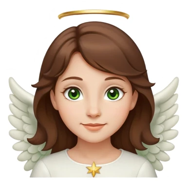 Girl with brown hair, green eyes, small nose, Angel smile and bright cheeckbones sticker