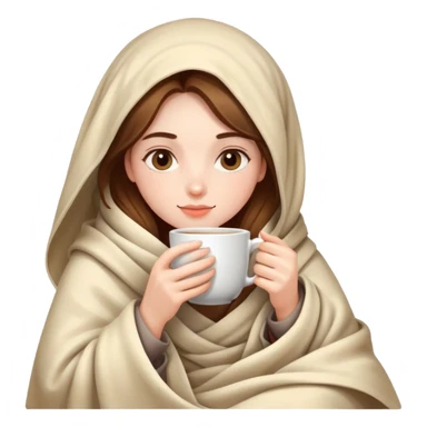 girl drinking tea with blanket wrapped around her sticker