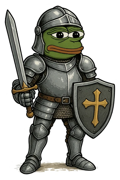 pepe the frog as a knight sticker