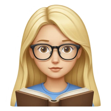 blond girl with long hair wearing glasses reading a book sticker