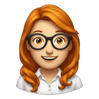 Femme rousse avec grosses lunettes rondes saute de joie sticker
