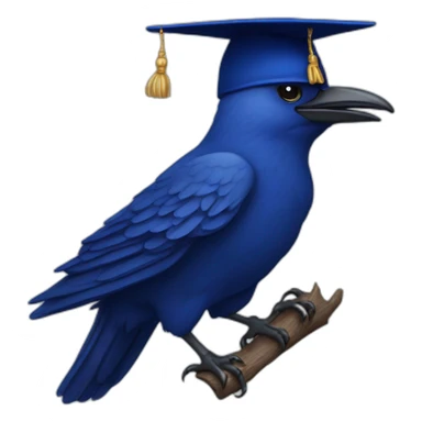 Blue Crow with alumni hat and mantle sticker