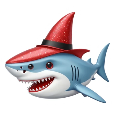 red glitter top hat shark sticker