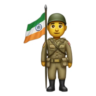 a soldier holding Indian Flag sticker