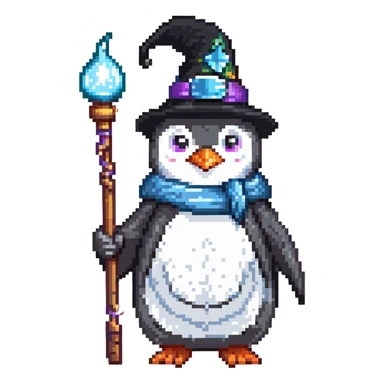 penguin wizard with magic staff sticker