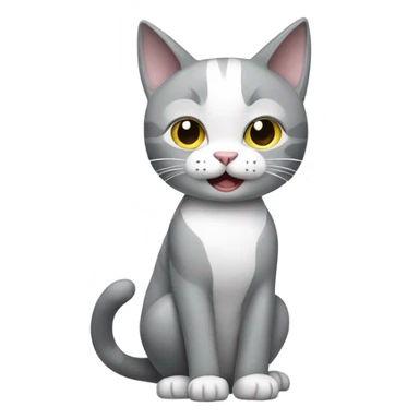 Gray and white cat holding knife sticker