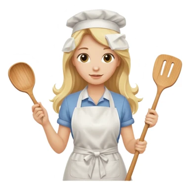Blonde girl with long hair, cooking , cleaning  sticker