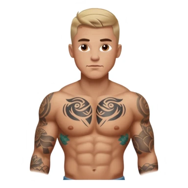 tattoo man, white skintone, more highlight the tattoo, body builder, tatto on fully chest, more tattoos. sticker