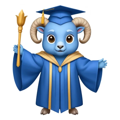 Ram in graduation robes blue sticker