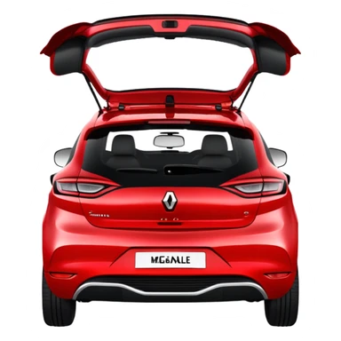 Renault Megane E-Tech electric car, rear view, red color with hatchback design sticker