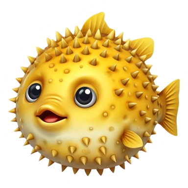 Yellow round cute puffer fish  sticker