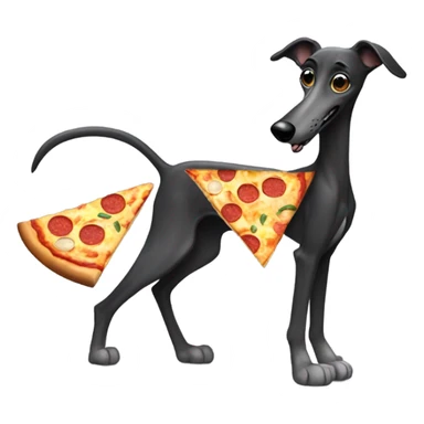Black greyhound eating pizza sticker
