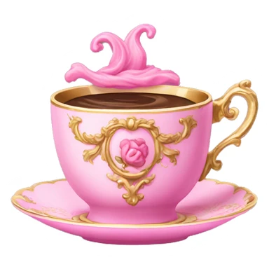 pink vintage rococo coffee cup  sticker