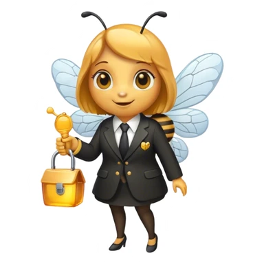 a bee in an office suit with keys in her hand.  sticker