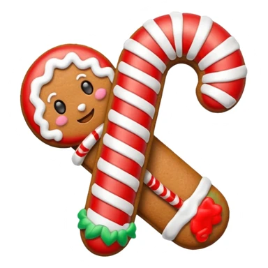 gingerbread cookie in candy cane shape sticker