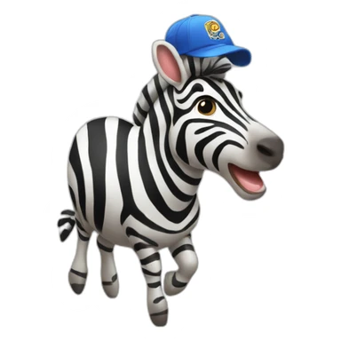 Hopping zebra wearing cap sticker