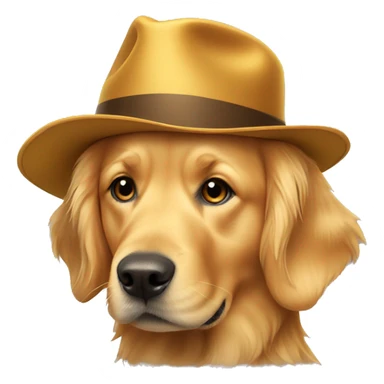 golden retriever wearing a hat sticker