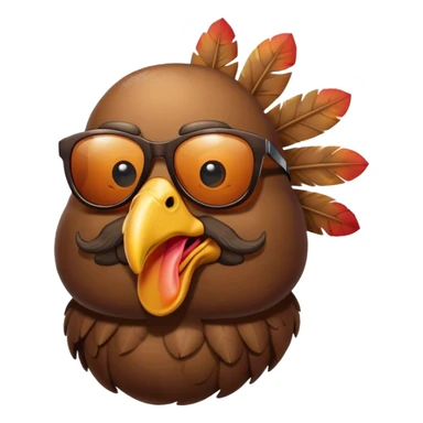 A turkey wearing a sunglass with beard sticker