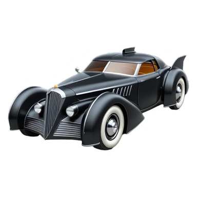  the animated series aerodynamic opulent dark knight futuristic concept Batmobile loosely based on 1936 cord 812 Cadillac(flat long straight faceted mechanical body) winged stealthy street hot rod  sticker