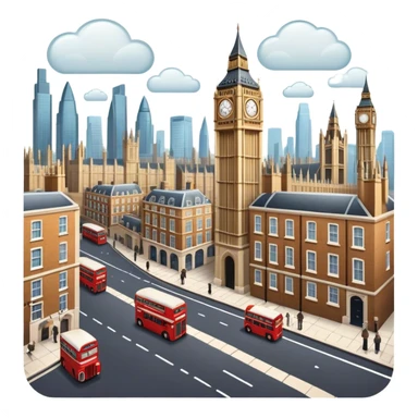 An icon representing a visual novel, inspired by games like 'One Day in London.' The design features a detailed cityscape with characters in dynamic poses, as if caught in a pivotal story moment. Speech bubbles and narrative text appear. Transparent background sticker