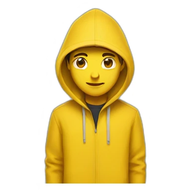 Guy wearing a yellow hood sticker