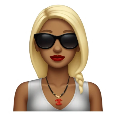 Woman with red sunburn blond hair and big black Chanel sunglasses  sticker