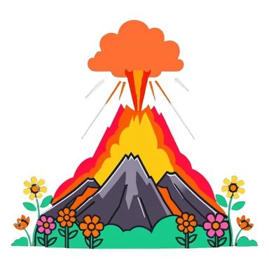 Fkowers coming out of volcano sticker