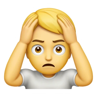 An emoji that is annoywd and has its hands on its head sticker