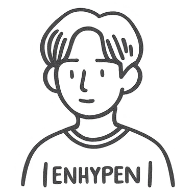 Enhypen member, hand drawn black outline style sticker