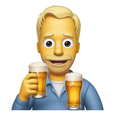 homer simpson smiling with a beer sticker