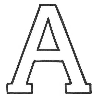 letter A, hand-drawn outlined icon, sketchy and playful, no fill sticker