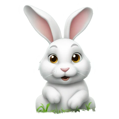 White rabbit is sitting on the grass  sticker