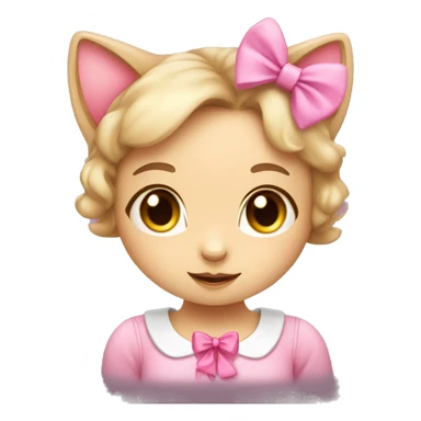 Cute Cat Girl with Pink Bow sticker