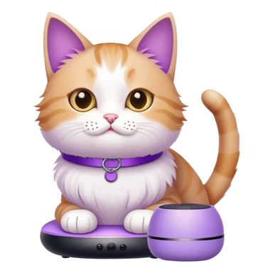 Cat playing with lilac Alexa device sticker