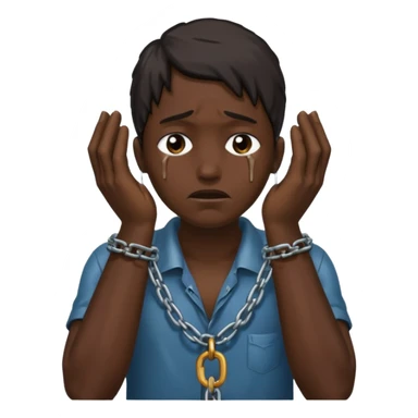 slavery chained hands and head, weeping sticker