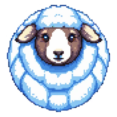 adorable round sheep with fluffy wool sticker