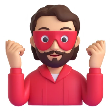 a man with a La Casa de Papel mask, 3D emoji style sticker