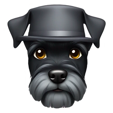 black schnauzer with a hat sticker