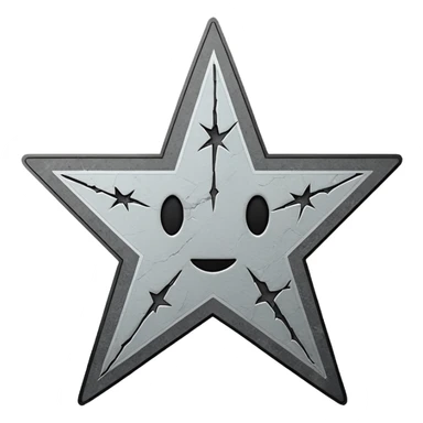 Minimalist emoji-style sticker of a cracked Walk of Fame star with a faint claw mark coming from below, grayscale and ash tones


 sticker