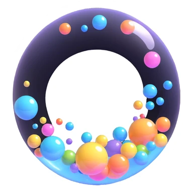 large soap bubble surrounded by tiny bubbles sticker